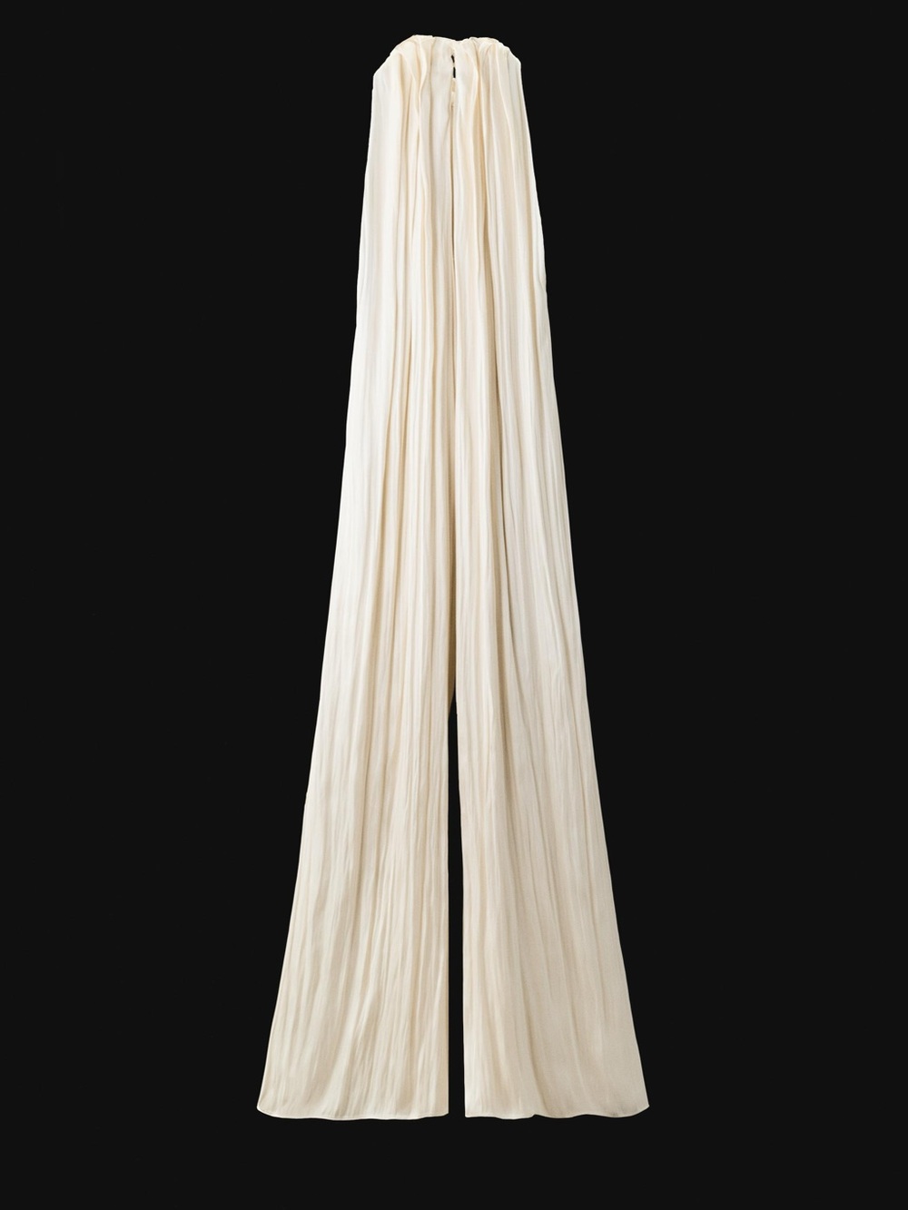 Zara Bestseller Satin Ribbon Jumpsuit Wide Leg Halter Wrinkl Fabrc Detail White - Picture 7 of 16